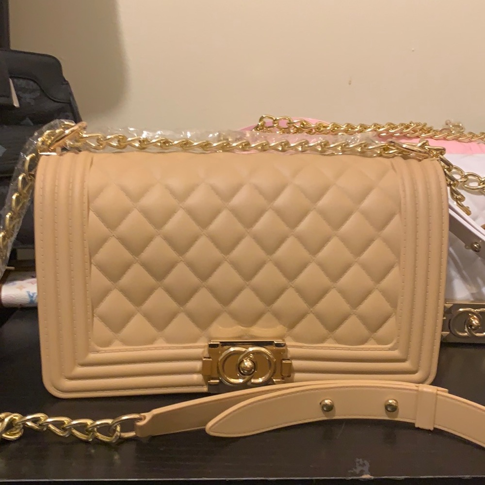 Tan quilt style crossbody